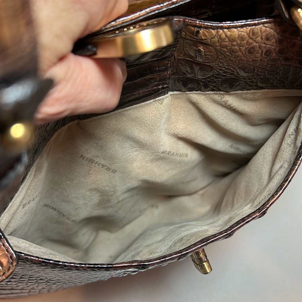 Brahmin Colette Melbourne croc embossed leather in pecan brown shoulder bag - Picture 6 of 17